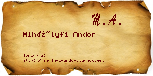 Mihályfi Andor névjegykártya